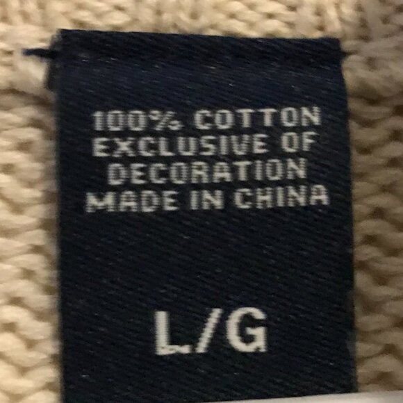 Ralph Lauren Chaps L/G men's half zip sweater, tan/cream colored. 100% cotton. - Picture 12 of 16